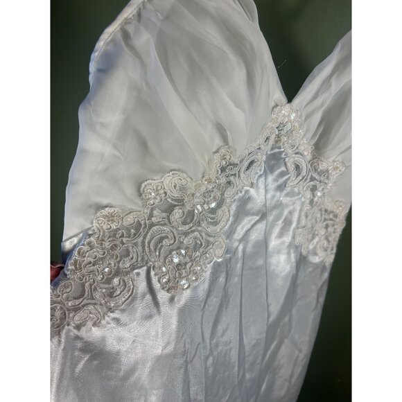 90’s Victorias Secret L Ivory Satin Lace Chemise VTG Silky Ballerina Slip Dress - Picture 9 of 10